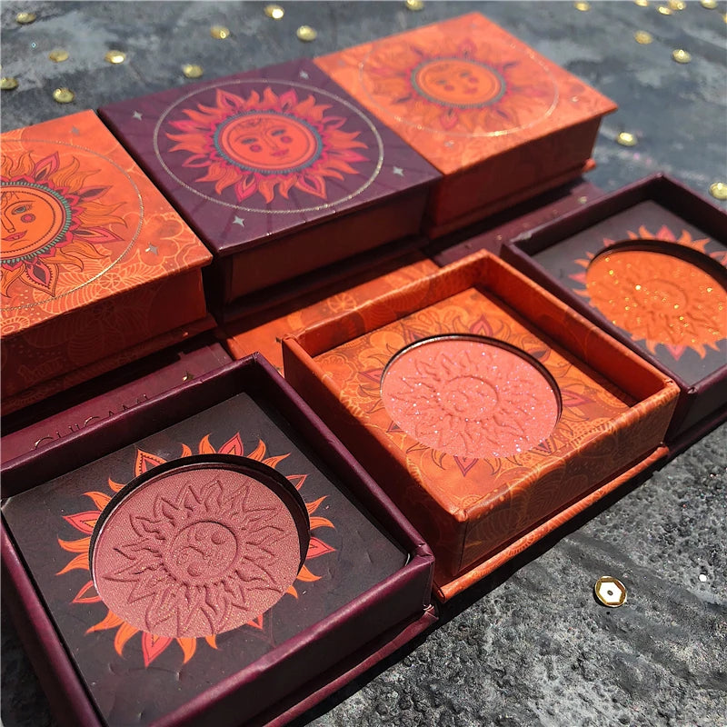 Palette duo maquillage avec poudre cuite bronzer et blush rosé, texture marbrée lumineuse.