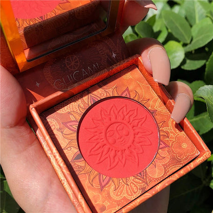 Palette duo maquillage avec poudre cuite bronzer et blush rosé, texture marbrée lumineuse.
