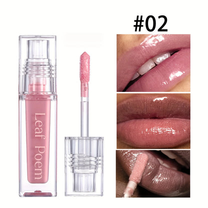 Huile à lèvres Crystal teintée avec applicateur mousse sur fond urbain chic