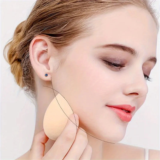 Lot d'éponges de maquillage en forme de goutte, couleurs en dégradé ombre, texture douce sans latex.
