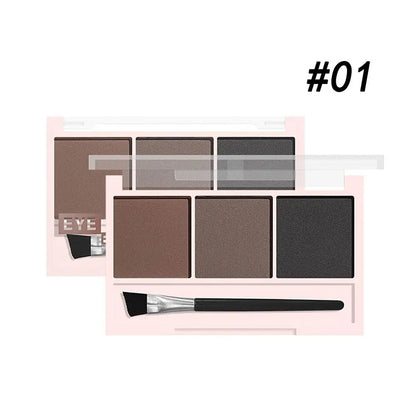  Palette compacte de 3 fards mats pour sourcils et paupières, tons naturels pour un effet sculpté 3D.