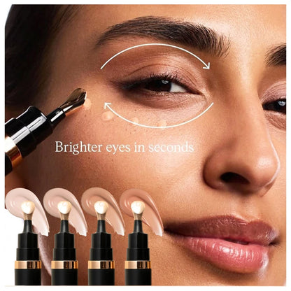 Texture onctueuse de la crème correctrice yeux étalée sur une peau urbaine, montrant l'effet lissant immédiat.
