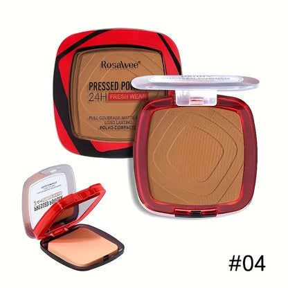 Boîtier de fond de teint poudre mat avec applicateur éponge, texture lisse haute couvrance.

