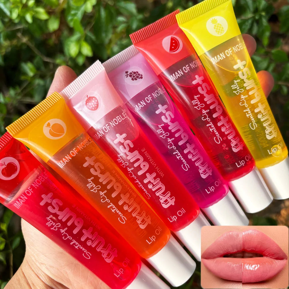 Collection de 6 gloss transparents fruités dans un packaging élégant et urbain
