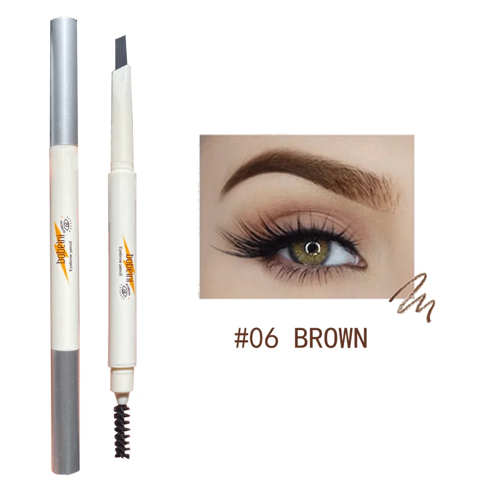 Crayon à sourcils à mine fine rétractable d'un côté et brosse goupillon de l'autre pour un fini naturel.
