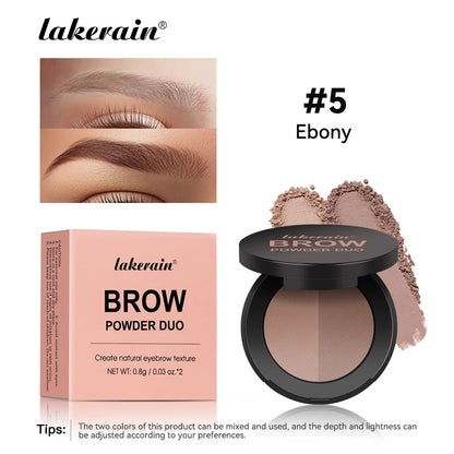 Boîtier compact contenant deux nuances de poudre mate pour le maquillage des sourcils et le contouring du nez.
