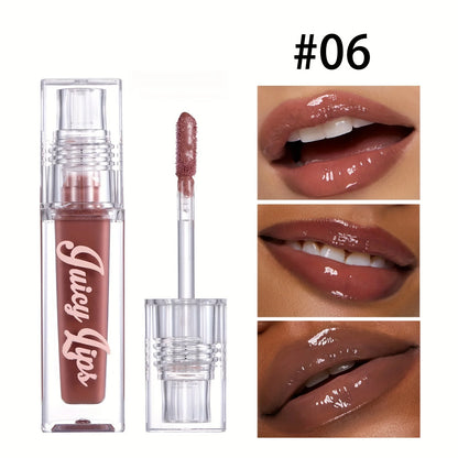 Huile à lèvres Crystal teintée avec applicateur mousse sur fond urbain chic