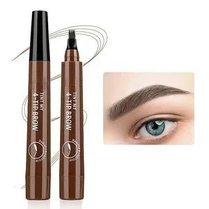 Application du stylo sourcils 4 pointes dessinant des poils fins et naturels sur l'arcade sourcilière.
