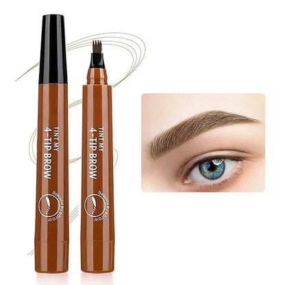 Application du stylo sourcils 4 pointes dessinant des poils fins et naturels sur l'arcade sourcilière.
