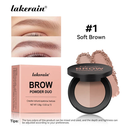 Boîtier compact contenant deux nuances de poudre mate pour le maquillage des sourcils et le contouring du nez.
