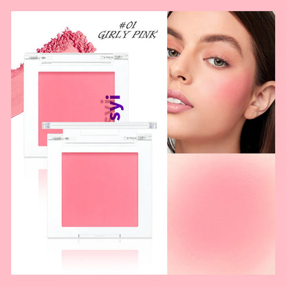 Boîtier de blush monochrome mat couleur chair claire, idéal pour illuminer les zones d'ombre du visage.