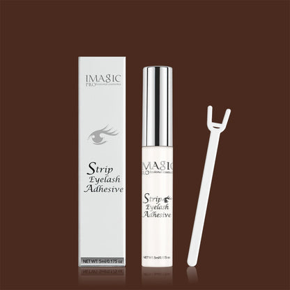 Flacon de colle IMAGIC 5ml avec applicateur, texture liquide transparente pour extensions de cils.
