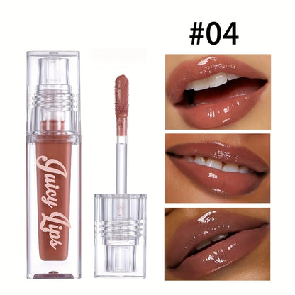 Huile à lèvres Crystal teintée avec applicateur mousse sur fond urbain chic