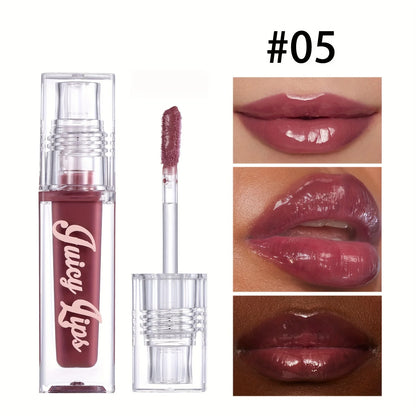Huile à lèvres Crystal teintée avec applicateur mousse sur fond urbain chic