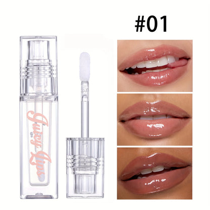 Huile à lèvres Crystal teintée avec applicateur mousse sur fond urbain chic