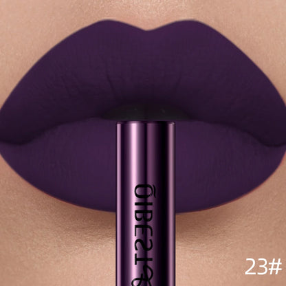 Applicateur de rouge à lèvres liquide mat QIBEST, texture crème veloutée riche en pigments rouges et nudes.
