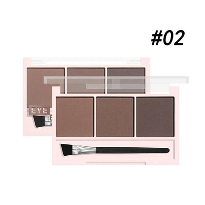  Palette compacte de 3 fards mats pour sourcils et paupières, tons naturels pour un effet sculpté 3D.