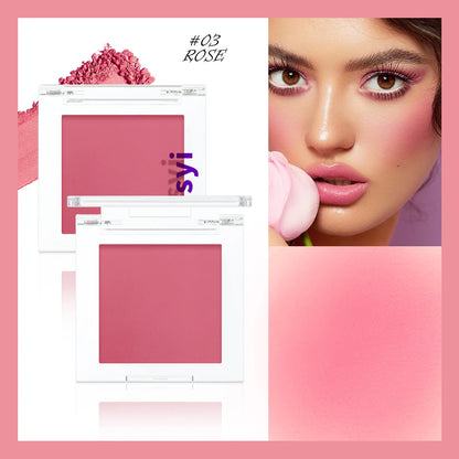 Boîtier de blush monochrome mat couleur chair claire, idéal pour illuminer les zones d'ombre du visage.